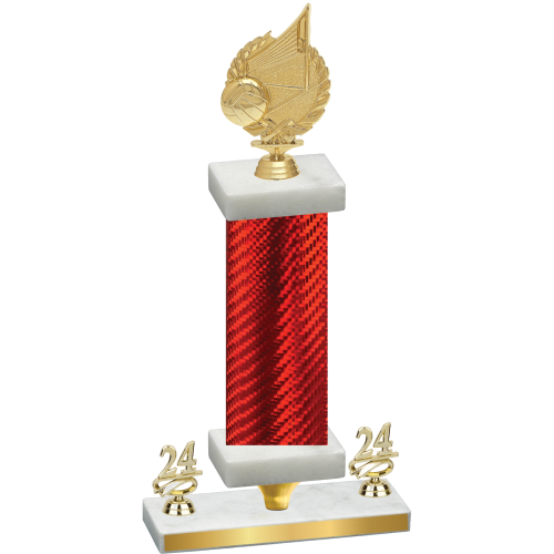 Premium Single Red Carbon Fiber Year Volleyball Trophy