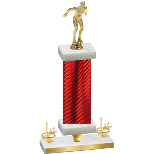 Premium Single Red Carbon Fiber First Place Swimming Trophy