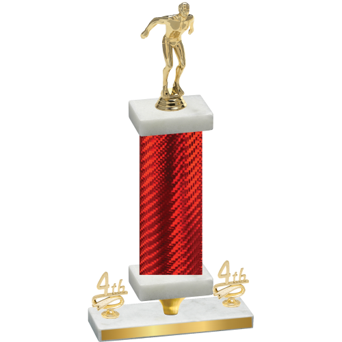 Premium Single Red Carbon Fiber Fourth Place Swimming Trophy