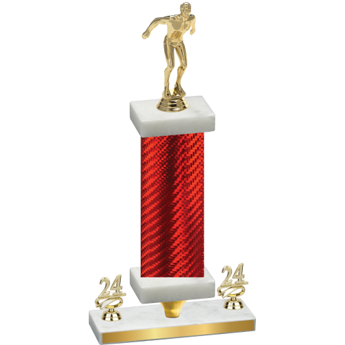 Premium Single Red Carbon Fiber Year Swimming Trophy