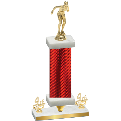 Premium Single Red Carbon Fiber Fourth Place Tennis Trophy