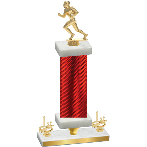 Premium Single Red Carbon Fiber First Place Football Trophy