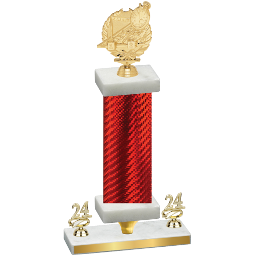 Premium Single Red Carbon Fiber Year Swimming Trophy