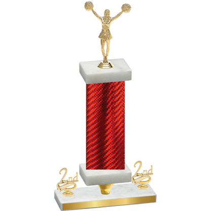 Premium Single Red Carbon Fiber Second Place Cheerleading Trophy