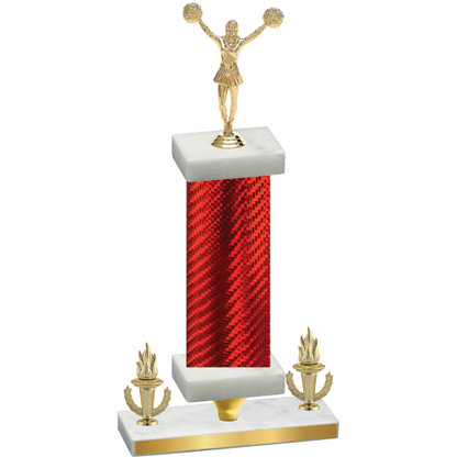 Premium Single Red Carbon Fiber Victory Cheerleading Trophy