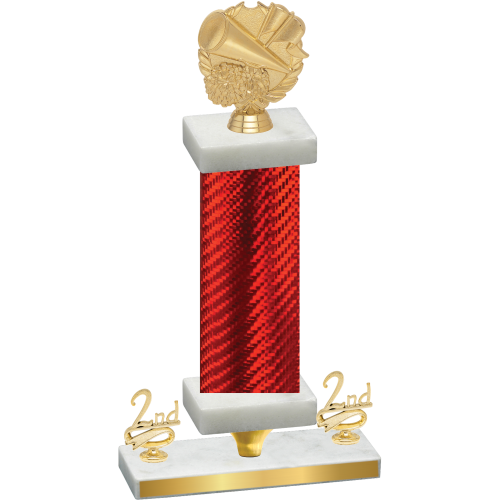 Premium Single Red Carbon Fiber Second Place Cheerleading Trophy