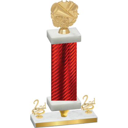 Premium Single Red Carbon Fiber Second Place Cheerleading Trophy