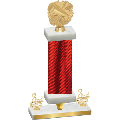 Premium Single Red Carbon Fiber Third Place Cheerleading Trophy