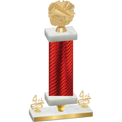 Premium Single Red Carbon Fiber Fourth Place Cheerleading Trophy