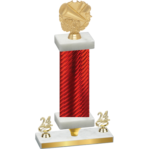 Premium Single Red Carbon Fiber Year Cheerleading Trophy