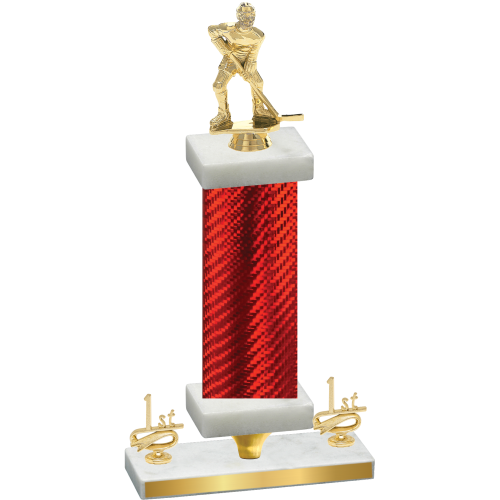 Premium Single Red Carbon Fiber First Place Hockey Trophy