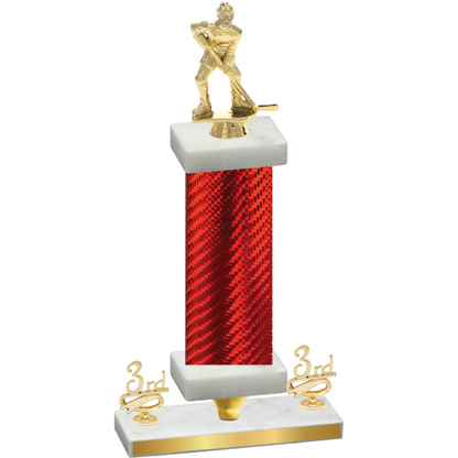 Premium Single Red Carbon Fiber Third Place Hockey Trophy