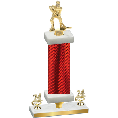 Premium Single Red Carbon Fiber Year Hockey Trophy