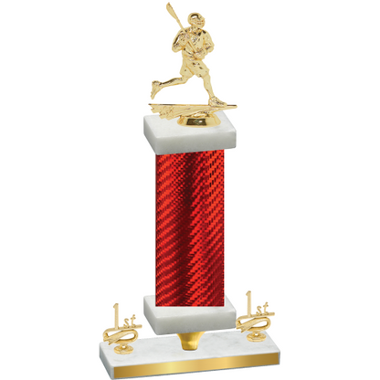 Premium Single Red Carbon Fiber First Place Lacrosse Trophy