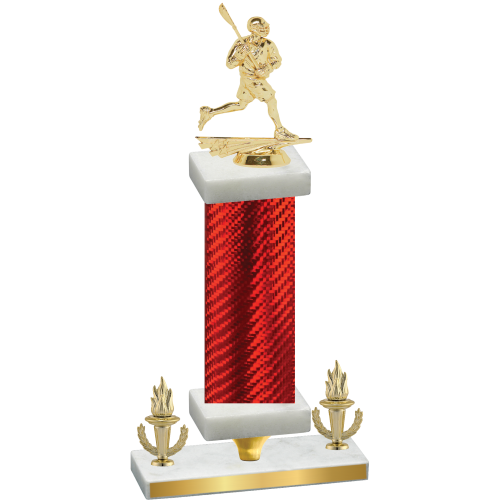 Premium Single Red Carbon Fiber Victory Lacrosse Trophy