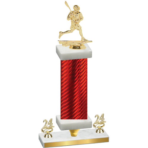 Premium Single Red Carbon Fiber Year Lacrosse Trophy