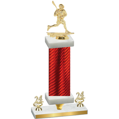 Premium Single Red Carbon Fiber Year Lacrosse Trophy