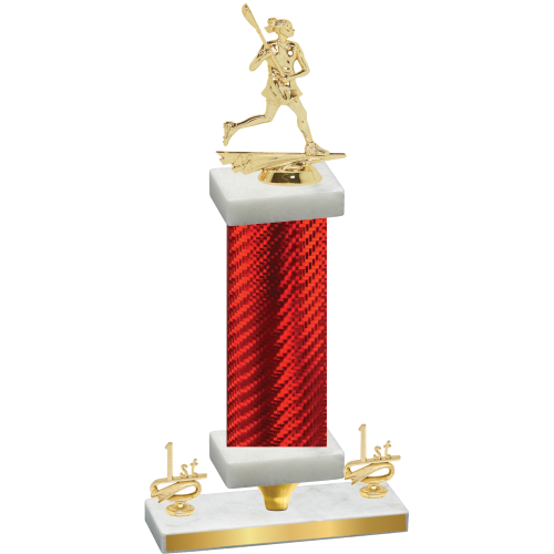 Premium Single Red Carbon Fiber First Place Lacrosse Trophy