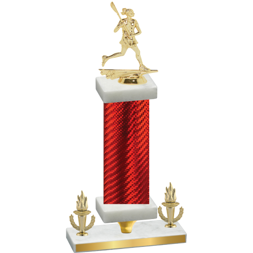 Premium Single Red Carbon Fiber Victory Lacrosse Trophy