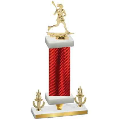 Premium Single Red Carbon Fiber Victory Lacrosse Trophy