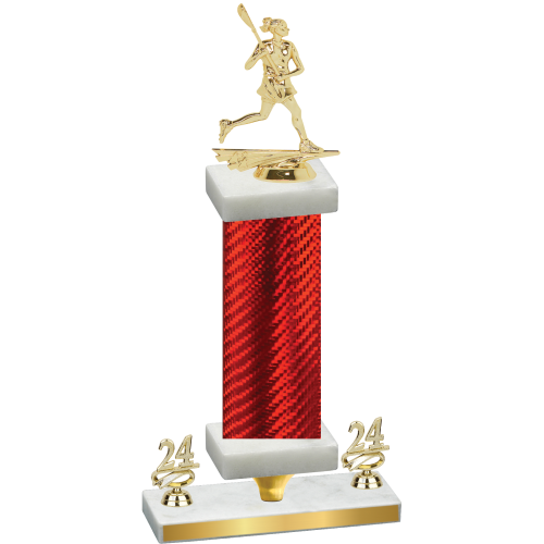 Premium Single Red Carbon Fiber Year Lacrosse Trophy