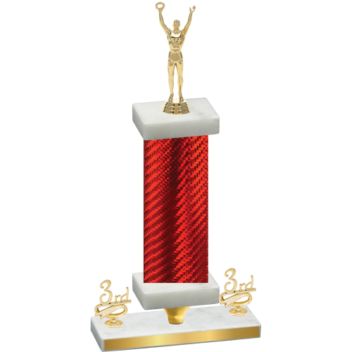 Premium Single Red Carbon Fiber Third Place Victory Trophy