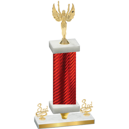 Premium Single Red Carbon Fiber Third Place Victory Trophy