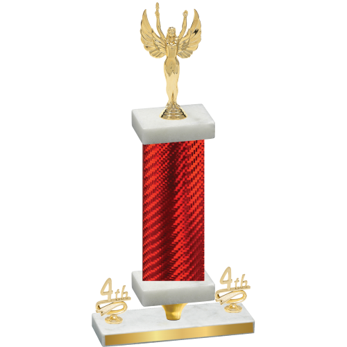 Premium Single Red Carbon Fiber Fourth Place Victory Trophy