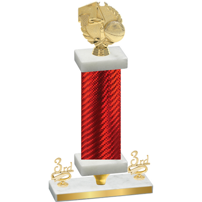 Premium Single Red Carbon Fiber Third Place Basketball Trophy