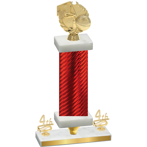 Premium Single Red Carbon Fiber Fourth Place Basketball Trophy