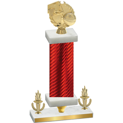 Premium Single Red Carbon Fiber Victory Basketball Trophy