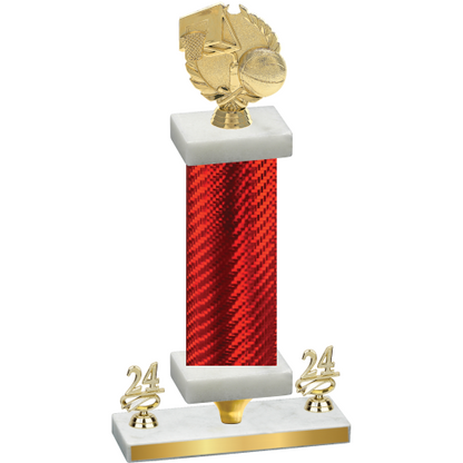 Premium Single Red Carbon Fiber Year Basketball Trophy