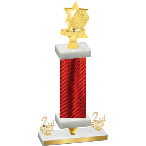 Premium Single Red Carbon Fiber Second Place Pickleball Trophy