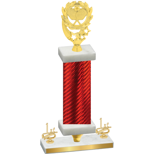 Premium Single Red Carbon Fiber First Place Pickleball Trophy