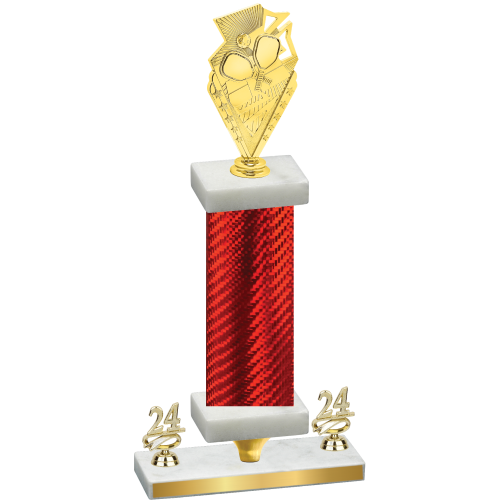 Premium Single Red Carbon Fiber Year Pickleball Trophy