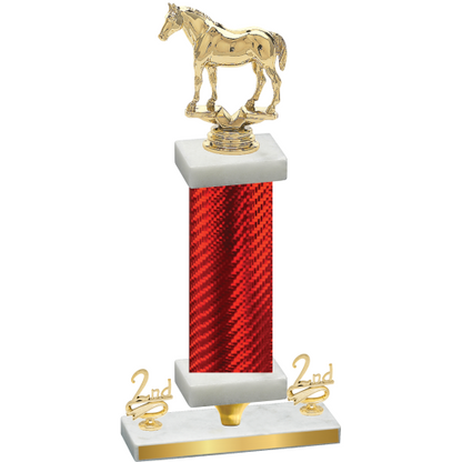 Premium Single Red Carbon Fiber Second Place Horses Trophy