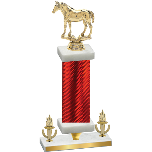 Premium Single Red Carbon Fiber Victory Horses Trophy