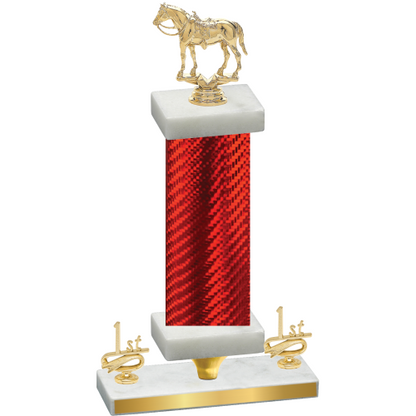 Premium Single Red Carbon Fiber First Place Horses Trophy