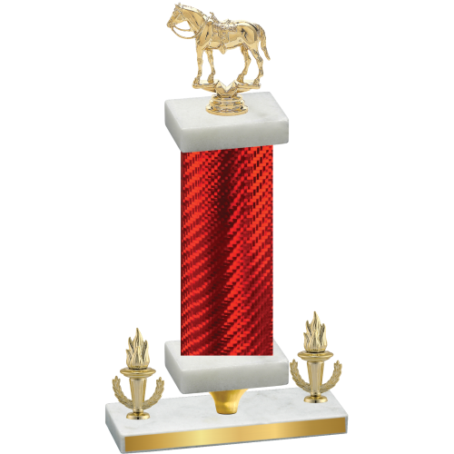 Premium Single Red Carbon Fiber Victory Horses Trophy