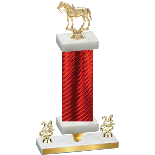 Premium Single Red Carbon Fiber Year Horses Trophy