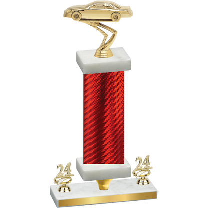 Premium Single Red Carbon Fiber Year Cars Trophy