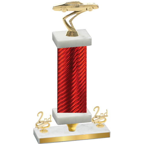 Premium Single Red Carbon Fiber Second Place Cars Trophy