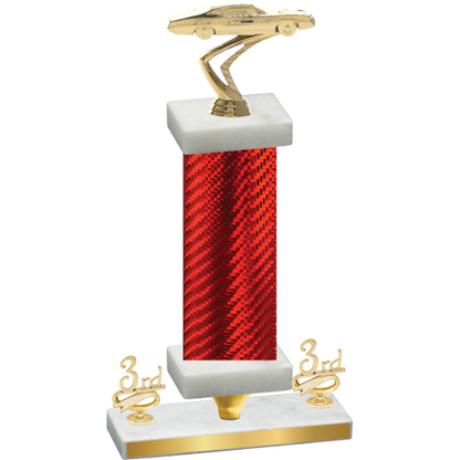 Premium Single Red Carbon Fiber Third Place Cars Trophy