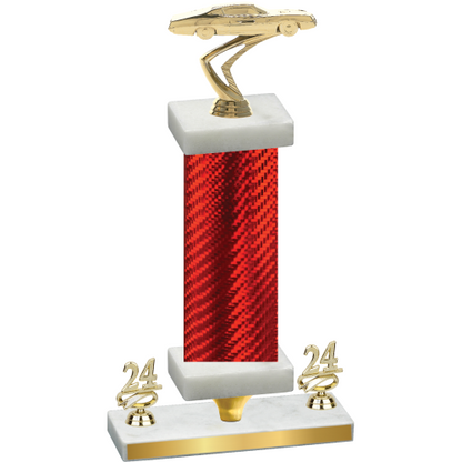 Premium Single Red Carbon Fiber Year Cars Trophy