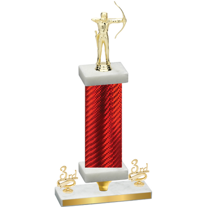 Premium Single Red Carbon Fiber Third Place Archery Trophy