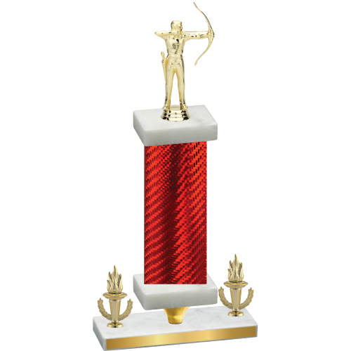 Premium Single Red Carbon Fiber Victory Archery Trophy