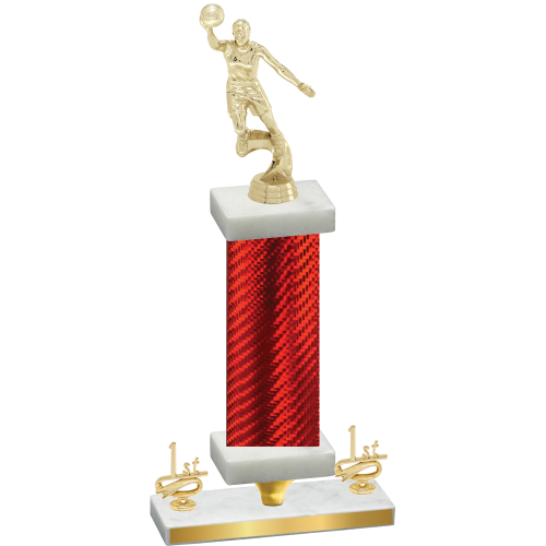 Premium Single Red Carbon Fiber First Place Basketball Trophy