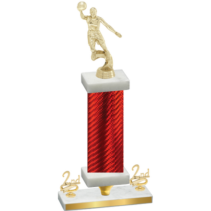 Premium Single Red Carbon Fiber Second Place Basketball Trophy