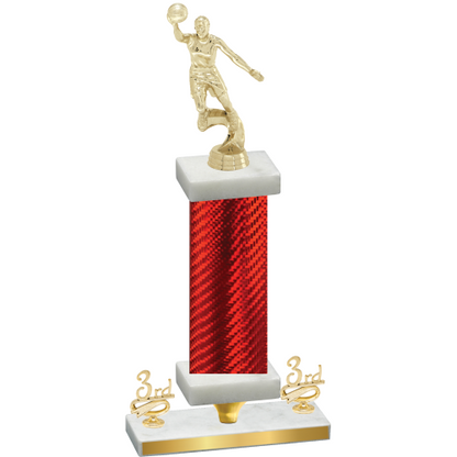 Premium Single Red Carbon Fiber Third Place Basketball Trophy