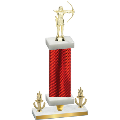 Premium Single Red Carbon Fiber Victory Archery Trophy